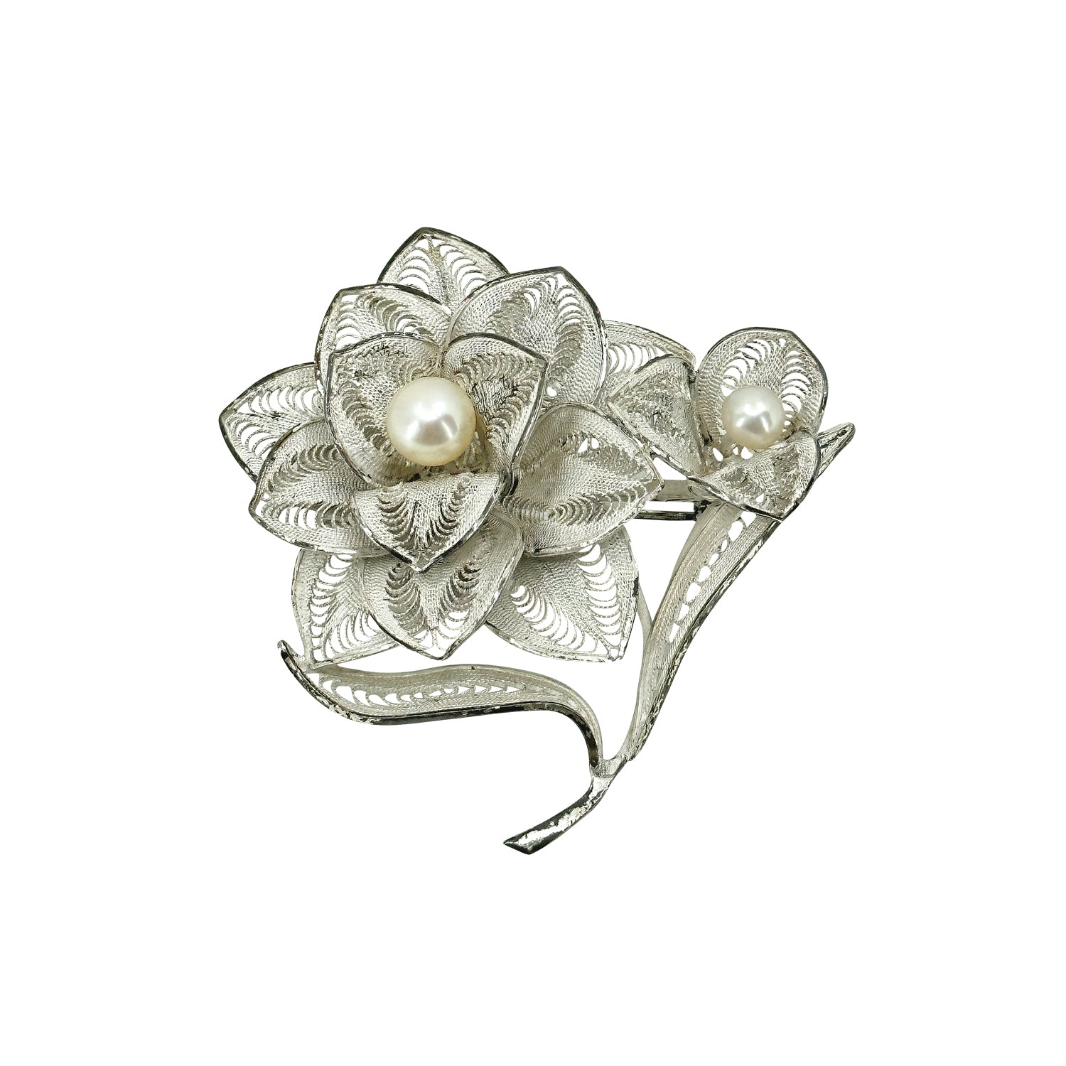 NOVICA Sterling Silver Brooch With Cultured Pearl - 'Starlight Flower' Handcrafted Jewelry