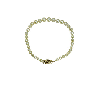Graduated Mid-Century Japanese Saltwater Akoya Cultured Pearl Vintage Bracelet- 14K Yellow Gold