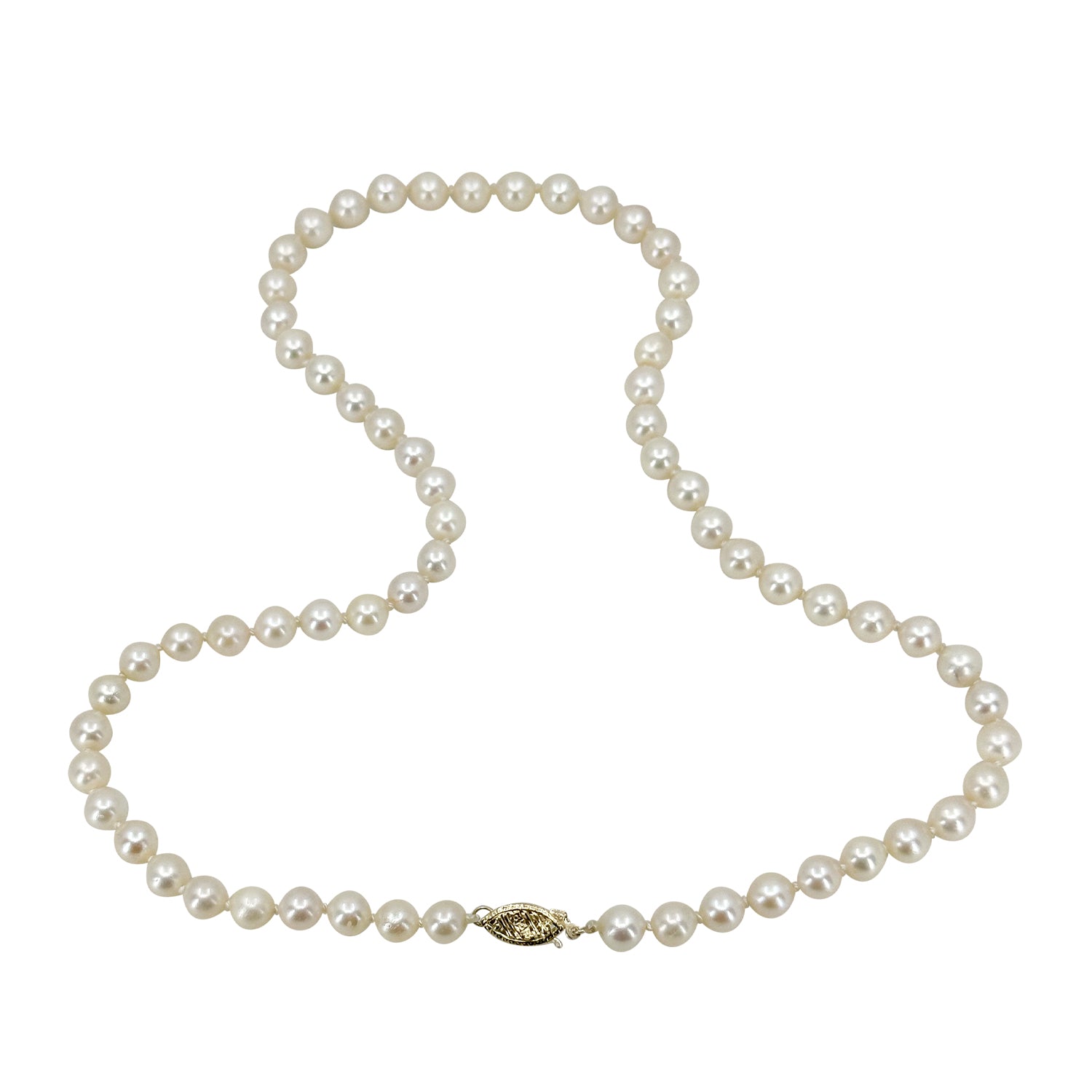 MCM Vintage Japanese Cultured Saltwater Akoya Pearl Necklace - 14K Yellow Gold 18.25 Inch