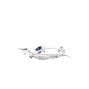 De Curtis Designer Vintage Japanese Saltwater Cultured Akoya Pearl Textured Leaf Brooch- Sterling Silver