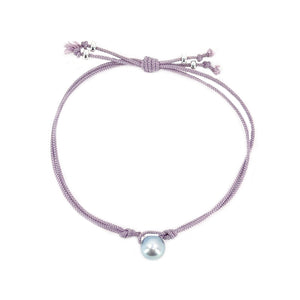 Kumihimo Braided Light Purple Silk Vintage Akoya Saltwater Cultured Pearl Adjustable Bracelet-Sterling Silver