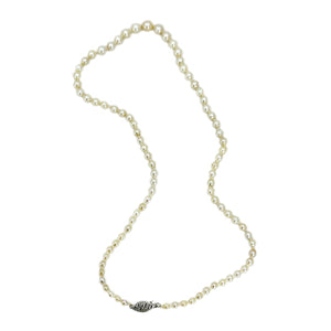 Semi-Baroque Vintage Japanese Saltwater Cultured Akoya Pearl Necklace - 10K White Gold 18 Inch