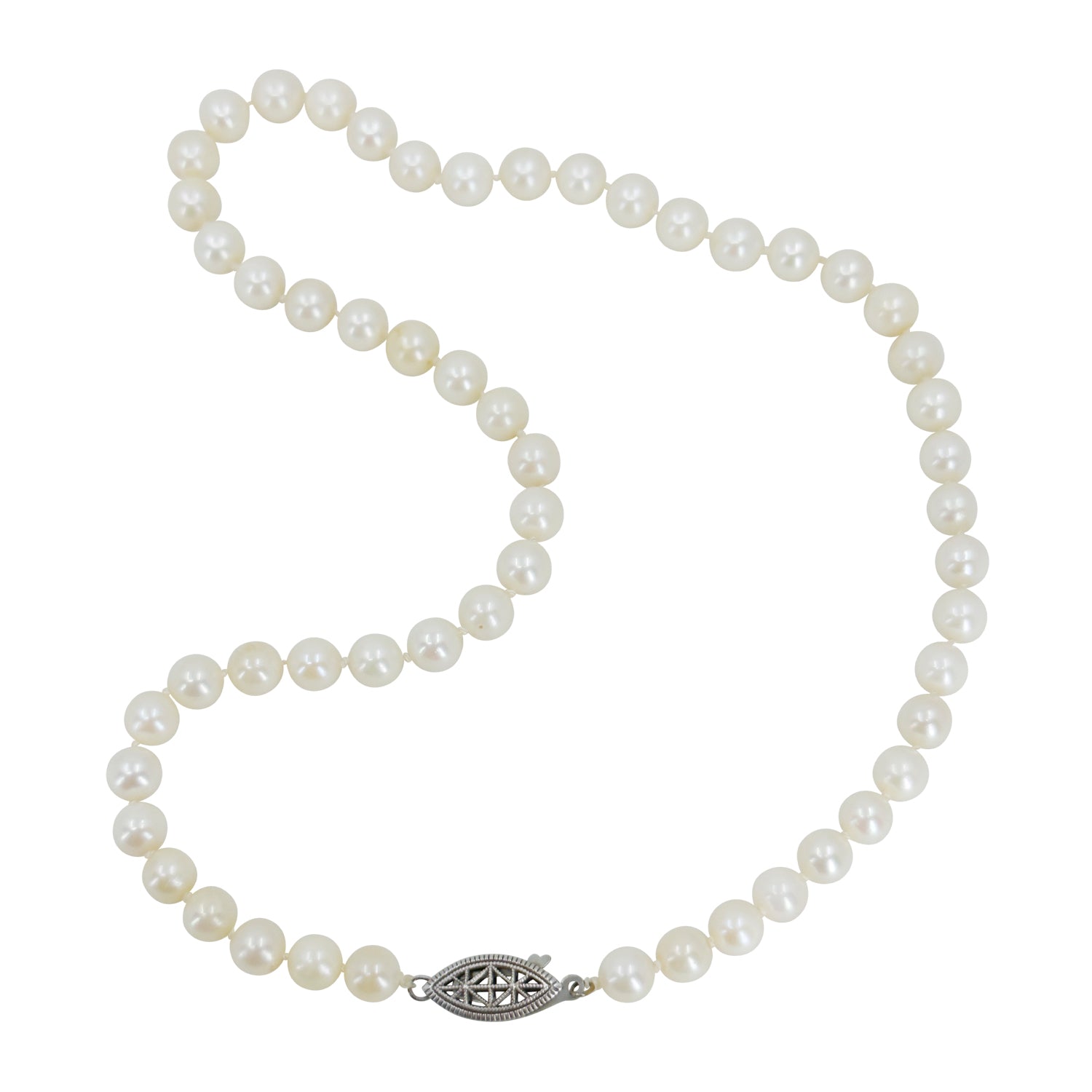 Filigree Modernist Vintage Japanese Saltwater Cultured Akoya Pearl