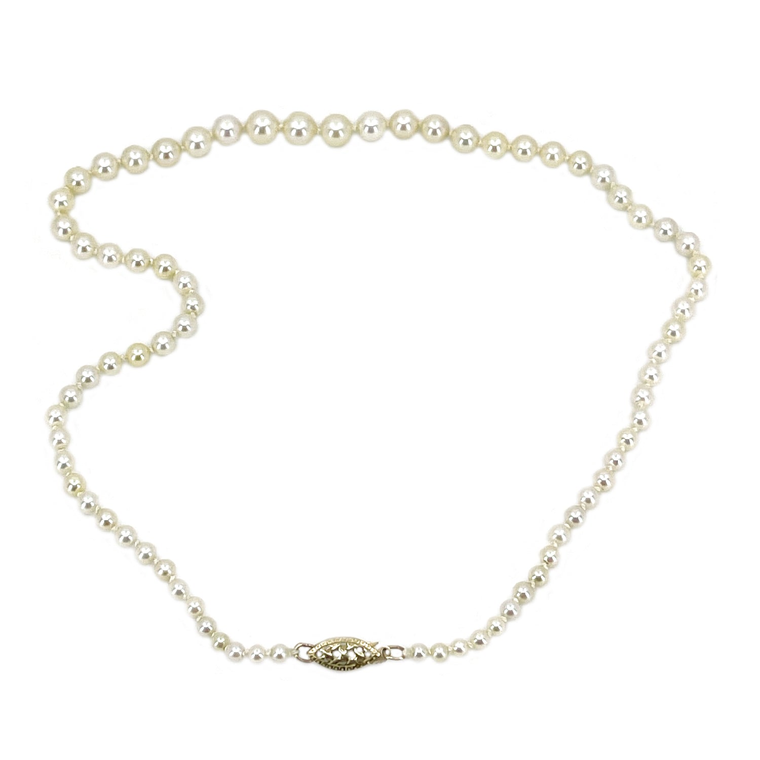 Choker Petite Graduated Japanese Cultured Saltwater Akoya Pearl Necklace - 14K Yellow Gold 14.50 Inch