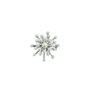 Snowflake Burst Japanese Saltwater Akoya Vintage Cultured Pearl Brooch Pendant- Sterling Silver