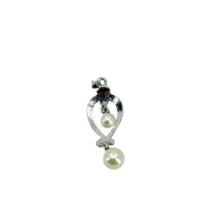 Milgrain Lavaliere Vintage Japanese Saltwater Cultured Akoya Charm Pendant- Sterling Silver