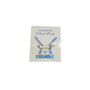Petite Shortener Mid Century Cultured Saltwater Akoya Pearl Bar Pin Original Packaging- Sterling Silver