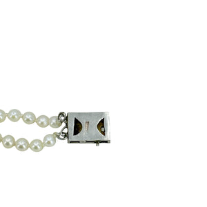 Graduated Double Strand Vintage Japanese Saltwater Akoya Cultured Pearl Bracelet- Sterling Silver