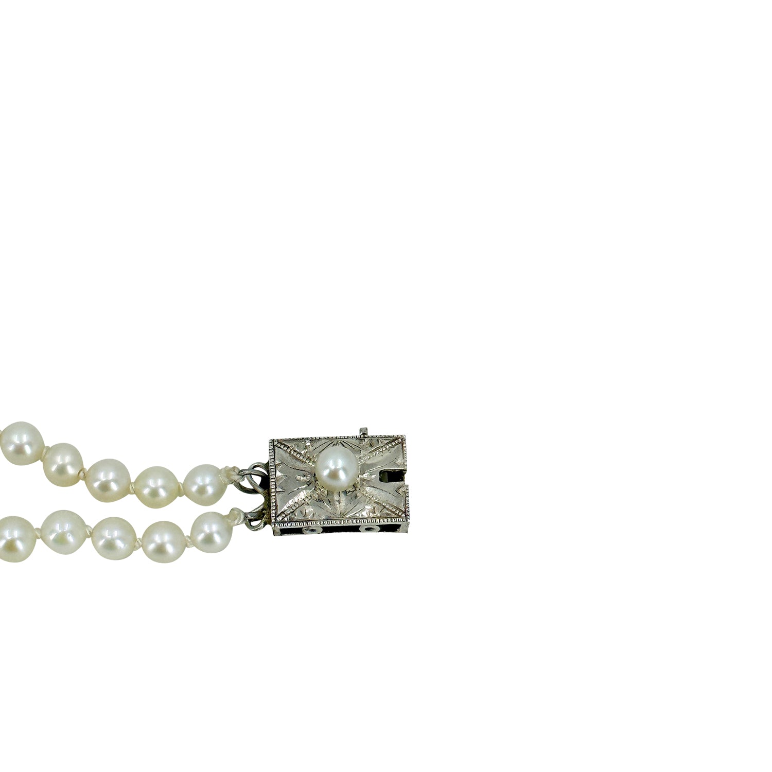 Graduated Double Strand Vintage Japanese Saltwater Akoya Cultured Pearl Bracelet- Sterling Silver