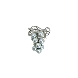 Grape Cluster Blue Japanese Saltwater Akoya Cultured Pearl Vintage Pendant Brooch- Sterling Silver