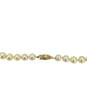 Golden Cream Japanese Saltwater Akoya Cultured Pearl Vintage Choker Necklace - 18K Rose Gold 14.50 Inch