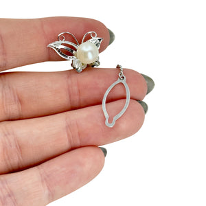 Butterfly Vintage Japanese Saltwater Akoya Cultured Pearl Tie Tac- Sterling Silver