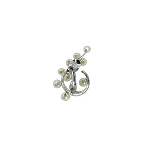 Circle Vine Climber Akoya Saltwater Cultured Pearl Screwback Vintage Earrings- Sterling Silver
