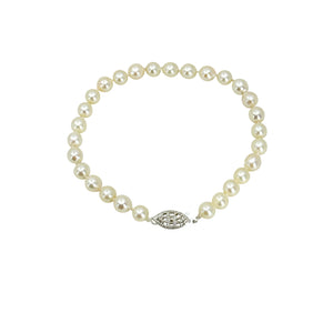 Vintage Semi Baroque Japanese Saltwater Akoya Cultured Pearl Bracelet- Sterling Silver
