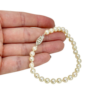 Vintage Semi Baroque Japanese Saltwater Akoya Cultured Pearl Bracelet- Sterling Silver