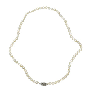 Petite 4.50MM Vintage Japanese Saltwater Cultured Akoya Pearl Necklace Strand - 10K White Gold 16.50 Inch