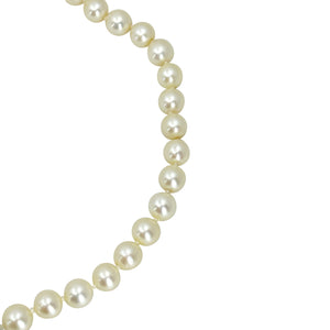 Tight Choker Collar Vintage Deco Japanese Saltwater Cultured Akoya Pearl Necklace - Sterling Silver 14 Inch