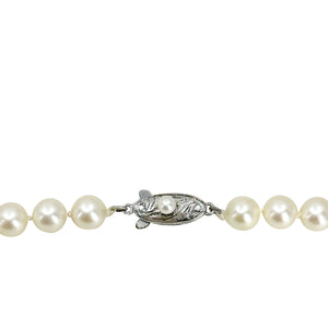 Matinee Vintage Japanese Saltwater Cultured Akoya Pearl Necklace Strand- Sterling Silver 24 Inch