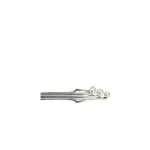 Triple Mid Century Men's Japanese Saltwater Akoya Cultured Pearl Vintage Tie Bar- Sterling Silver