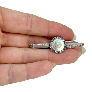 Mother of Pearl MCM Men's Japanese Saltwater Akoya Cultured Pearl Vintage Tie Bar- Sterling Silver