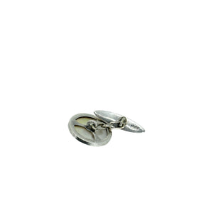 Antique Art Deco Milgrain Japanese Akoya Pearl Vintage Mother of Pearl Cufflinks- Sterling Silver