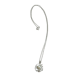 Gray Japanese Saltwater Akoya Cultured Pearl Vintage Clover Pendant- Sterling Silver 15.50 Inch