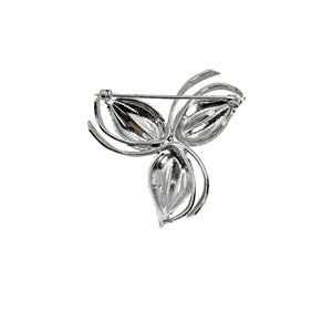 Wells Three Leaf Japanese Saltwater Cultured Akoya Pearl Brooch- Sterling Silver