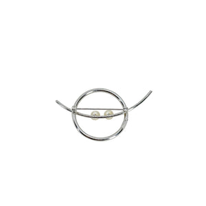 Modernist MCM Beau Vintage Japanese Saltwater Cultured Akoya Pearl Brooch- Sterling Silver