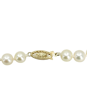 Matinee Filigree Vintage Japanese Cultured Saltwater Akoya Pearl Necklace - 14K Yellow Gold 24 Inch