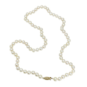 Matinee Filigree Vintage Japanese Cultured Saltwater Akoya Pearl Necklace - 14K Yellow Gold 24 Inch