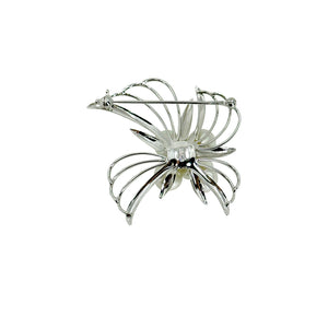 MCM Mid Century Modern Japanese Saltwater Gray Akoya Pearl Brooch- Sterling Silver