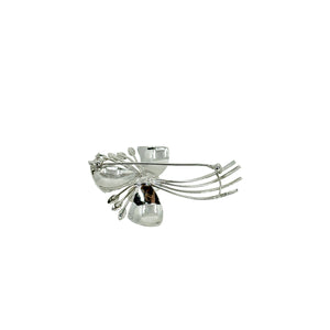 Atomic Era MCM Japanese Saltwater Akoya Cultured Pearl Vintage Spray Brooch- Sterling Silver
