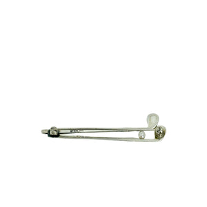 Vintage Double Golf Club Retro Japanese Saltwater Akoya Cultured Pearl Brooch- Sterling Silver