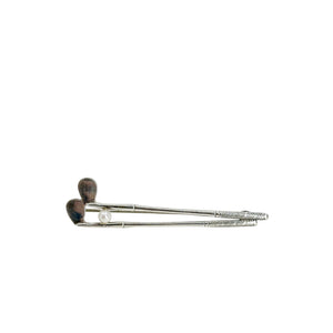 Vintage Double Golf Club Retro Japanese Saltwater Akoya Cultured Pearl Brooch- Sterling Silver