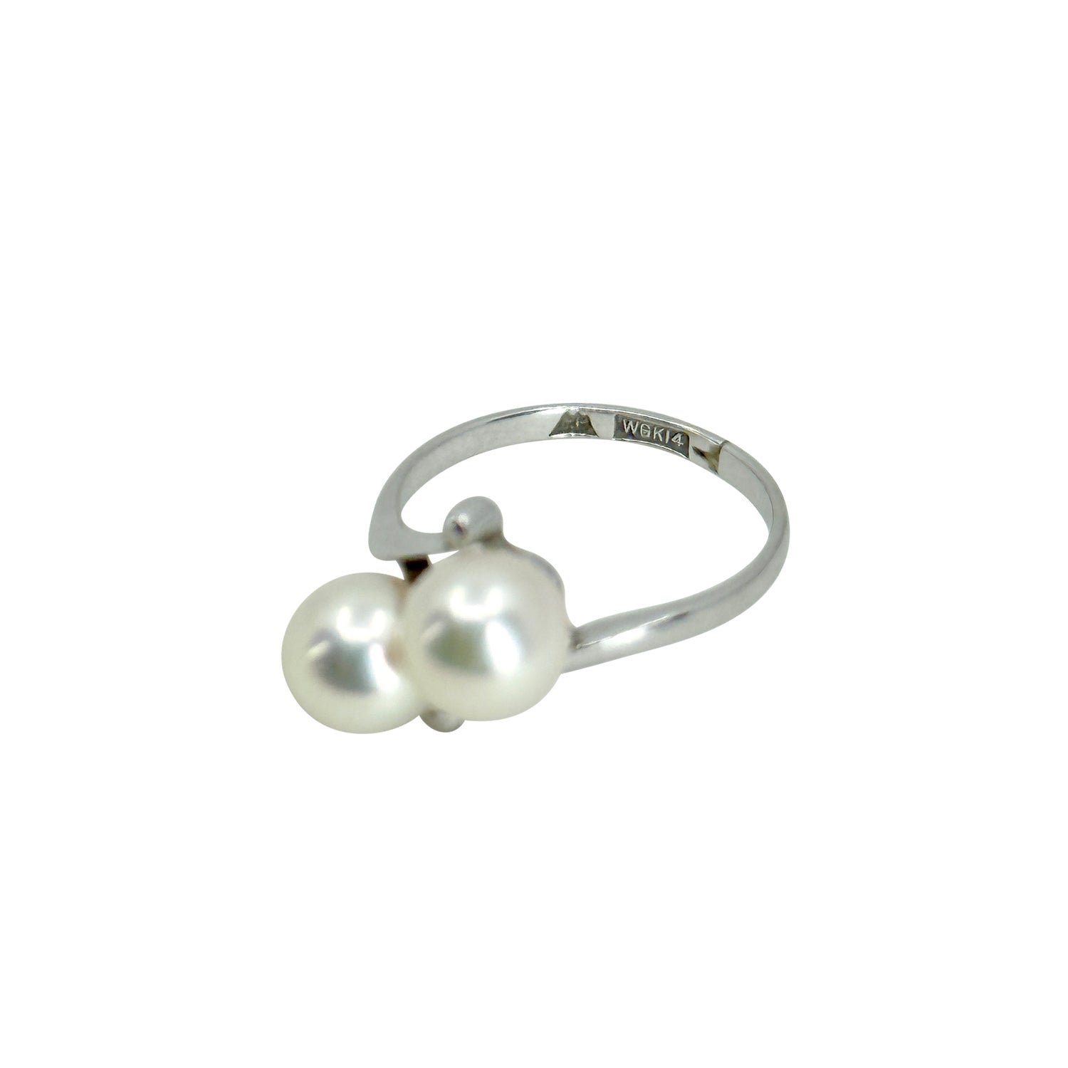 Vintage Fuji Pearl Designer Bypass Japanese Saltwater Akoya Cultured Pearl Ring- Sterling Silver Sz 3.50