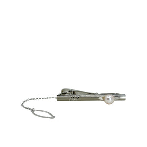 Japan National Palace Museum Vintage Men's Japanese Saltwater Akoya Cultured Pearl Tie Bar- Sterling Silver