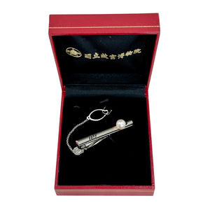 Japan National Palace Museum Vintage Men's Japanese Saltwater Akoya Cultured Pearl Tie Bar- Sterling Silver