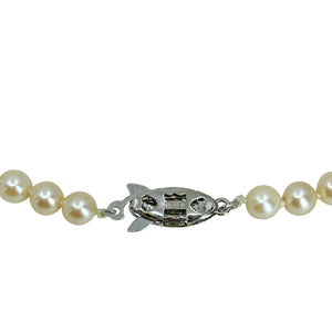Quality Vintage Japanese Saltwater Akoya Cultured Pearl Necklace - Sterling Silver 19.75 Inch