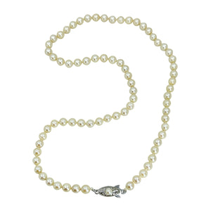 Quality Vintage Japanese Saltwater Akoya Cultured Pearl Necklace - Sterling Silver 19.75 Inch