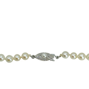 Retro Vintage Japanese Saltwater Akoya Cultured Pearl MCM Necklace - Sterling Silver 16.75 Inch
