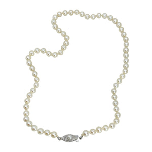 Retro Vintage Japanese Saltwater Akoya Cultured Pearl MCM Necklace - Sterling Silver 16.75 Inch