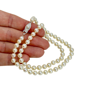 Retro Vintage Japanese Saltwater Akoya Cultured Pearl MCM Necklace - Sterling Silver 16.75 Inch