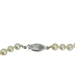 Retro Vintage Japanese Saltwater Akoya Cultured Pearl MCM Necklace - Sterling Silver 16.75 Inch