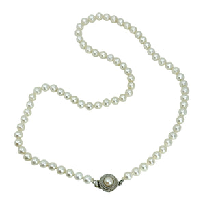 Braided Mid Century Vintage Japanese Saltwater Akoya Cultured Pearl Necklace - Sterling Silver 18 Inch