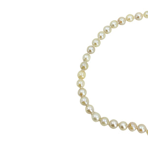 Petite Retro Choker Japanese Saltwater Cultured Akoya Pearl Necklace - 10K White Gold 14.75 Inch
