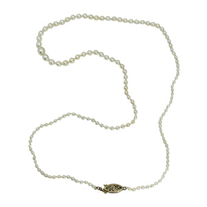 Antique Seed Pearl Japanese Saltwater Akoya Pearl Keshi Necklace- 14K White Gold 16.50 Inch