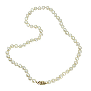 Vintage Choker Japanese Saltwater Akoya Cultured Pearl Necklace - 14K Yellow Gold 15.75 Inch
