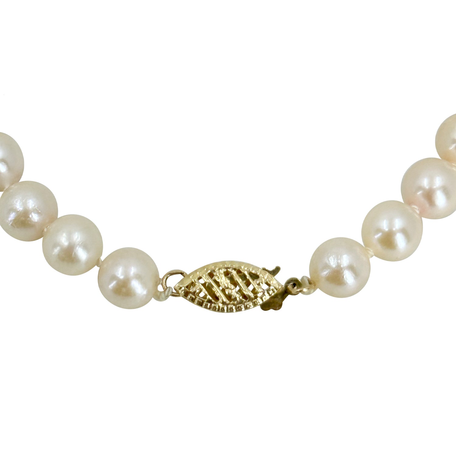 Rosy Mid-Century Japanese Saltwater Akoya Cultured Pearl Vintage Bracelet- 14K Yellow Gold