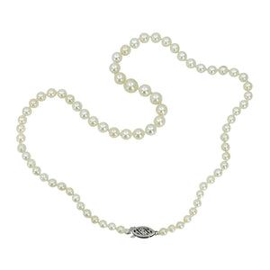 Choker Vintage Modern Japanese Saltwater Akoya Cultured Pearl Necklace - 10K White Gold 15.25 Inch