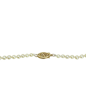 Vintage Cream Japanese Saltwater Akoya Cultured Pearl Necklace - 14K Yellow Gold 16.50 Inch